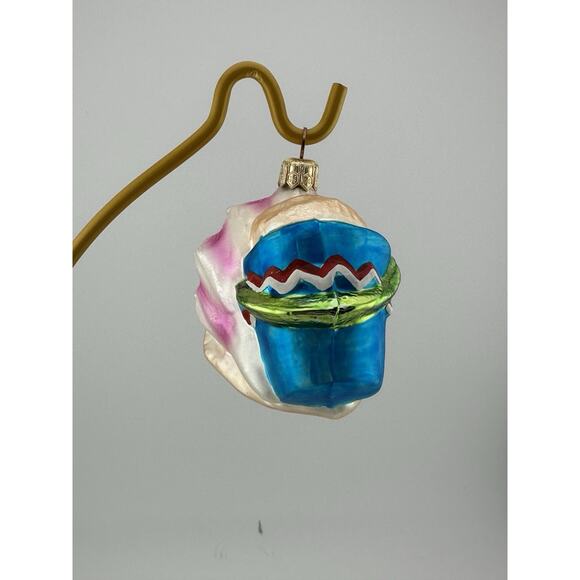 Christopher Radko Pink Conch Shell w/ Bucket Glass Ornament 3 Inch 2000s - Picture 2 of 5